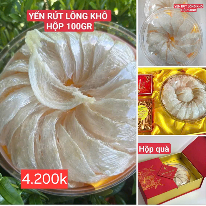 Yến sào rút lông nguyên tổ  LONG AN